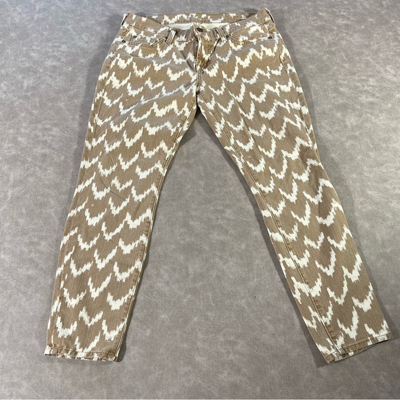 Jean Skinny 7 For All Mankind Imprimé Ikat Marron - Taille 25, Porté Une Fois, état Parfait